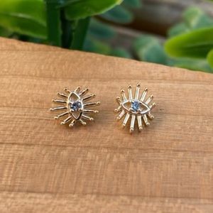 14/12ga BVLA Threaded 14k Yellow Gold Trixy with Genuine Grey Sapphire